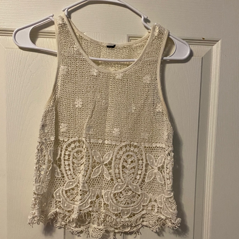 Elegant Cream Lace Tank Top